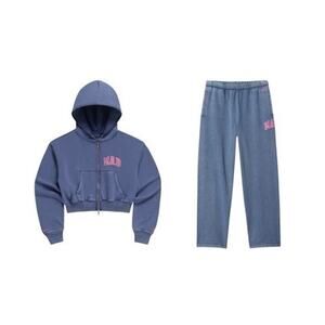 MadHappy X Gap Tracksuit Women's XL Blue Crop Hoodie Sweatpants Set French Terry